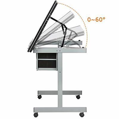  Nova Microdermabrasion Glass Top Drafting Table with Storage,  Adjustable Drawing Desk Rolling Art Craft Station Writing Work Table with  Drawers & Wheels : Home & Kitchen