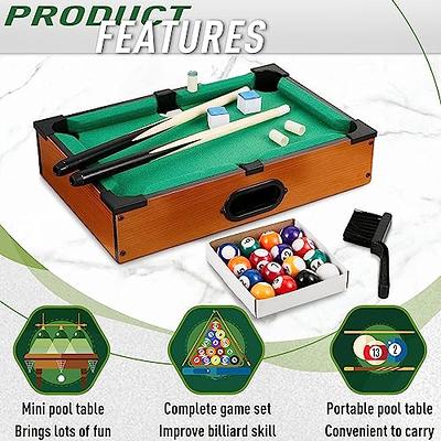 Mini Pool Table Top Games: 36-Inch Tabletop Billiards Table Set with 16  Pool Balls, 2 Cues, 1 Triangle Rack, 2 Chalks & 1 Table Brush, Portable  Pool