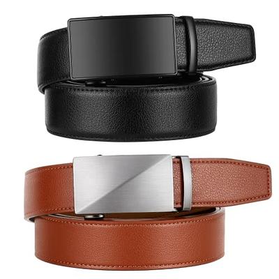 Ratchet Belt for Men Dress Adjustable 1 3/8 Genuine Leather Designer Belt,  Size Length Can be Cut, with Gift Box 