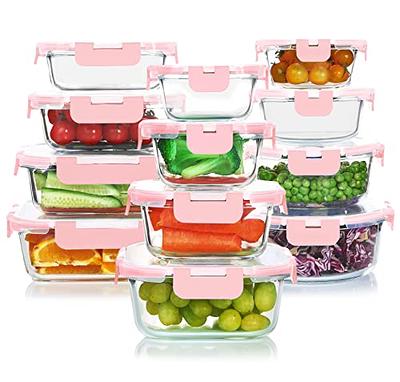 Food Storage Containers with Lids - Plastic Nesting Containers for Food -  BPA Free Stackable Storage Containers for Kitchen - Pink Microwave Safe  Leftover Container Set 