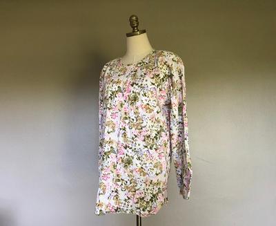 Pullover Large Adrienne Vittadini Sport Floral Cotton Made in Hong