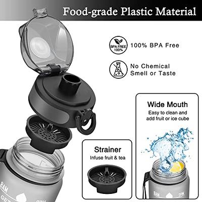 Water Bottles with Time Maker, BPA-Free Plastic Water for Men