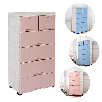 6 Drawer Dresser Storage Tower Plastic Closet Organizer Locker Unit w/ 4  Wheels