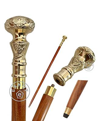 Vintage Brass Handle Victorian Style Wooden Walking Stick Walking Cane an