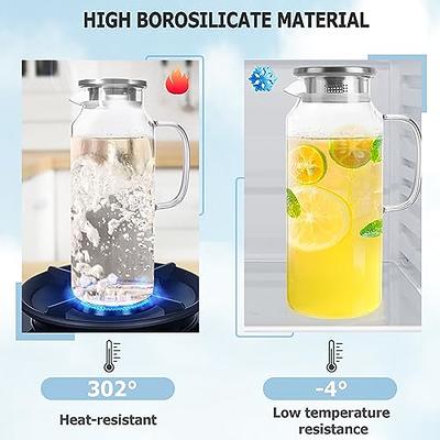 Glass Water Pitcher With Lid (68 Ounces)