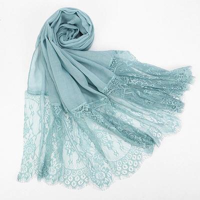 Classic Comfort Embroidered Cashmere Feel Slate Blue Scarf