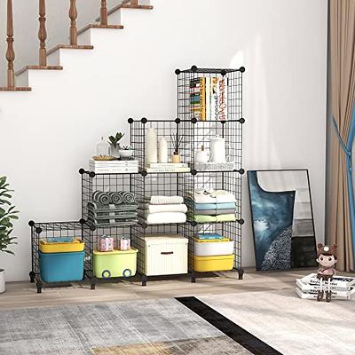 MAGINELS 12 Large Cube Storage Organizer with Doors,Deep Stacking Storage  Shelf Clothes,Vertical Cube Organization Cabinet,Suitable for