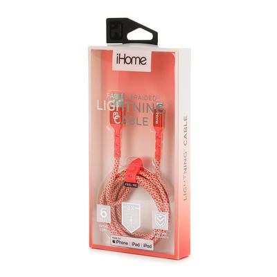 iHome Nylon Braided Lightning Cable, Coral, 6' - Yahoo Shopping