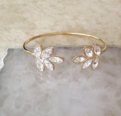 Rose Gold Crystal Leaf Bracelet