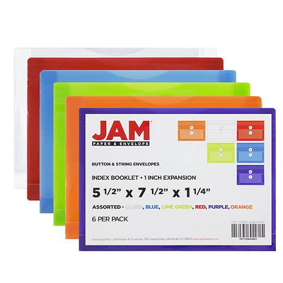 Jam Paper 5 1/2'' X 7 1/2'' 12pk Plastic Envelopes With Hook & Loop  Closure, Index Booklet : Target