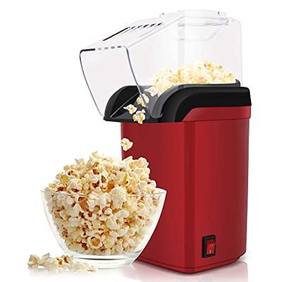 Automatic Stirring Popcorn Maker Popper, Electric Hot Oil Popcorn Machine  with Measuring Cap & Built-in Reversible Serving Bowl