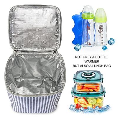 Breast Milk Cooler Bag with Ice Pack Fits 4 Baby Bottles up to 9 Ounce,  Baby Bot