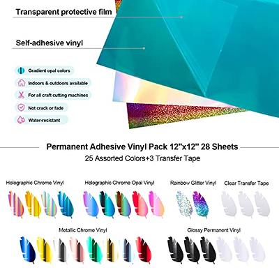 6 Sheets Pack Permanent Holographic Opal Craft Adhesive Vinyl