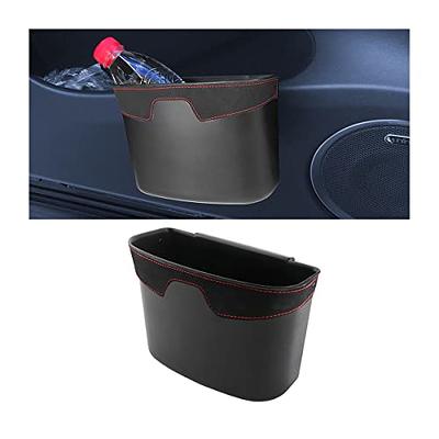 ABS+Leather Car Rubbish Bin Seat Back Hanging Litter Container Storage Box  - Grey