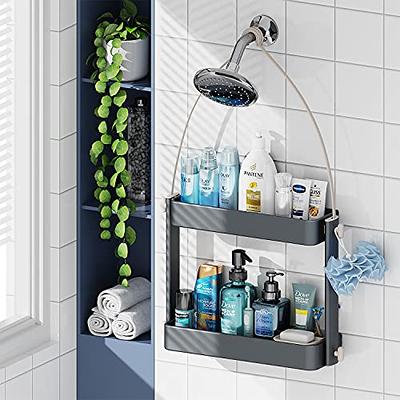 Over The Door Shower Caddy, Hanging Organizer Shelf Rustproof, Shower Basket with Suction Cup Rebrilliant