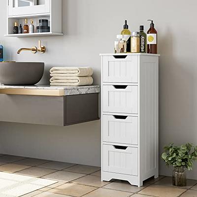 Tangkula Narrow Bathroom Storage Cabinet Freestanding Side Storage