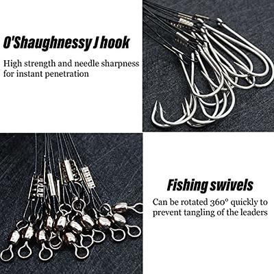 Saltwater Fishing Hook Rigs,Steel Leaders Long Shank Hook for Surf Fishing,Black  Leader Wire O'shaughnessy Forged Hook for Freshwater (4/0-12“-45lb, 8pcs) -  Yahoo Shopping
