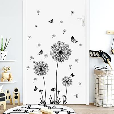 WOMHOPE 2 Sets Dandelion Wall Decals Stickers Flowers Butterfly Removable  Vinyl Peel Wall Decor for Bedroom Living Room Cabinet Mirror Bathroom (Black)  - Yahoo Shopping