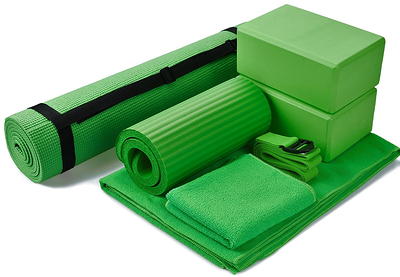 BalanceFrom GoYoga 7-Piece Set - Include Yoga Mat with Carrying Strap, 2  Yoga Blocks, Yoga Mat Towel, Yoga Hand Towel, Yoga Strap and Yoga Knee Pad