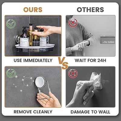 LEVERLOC Corner Shower Caddy Suction Cup No-Drilling Removable Shower Caddy  Basket Powerful Suction Bathroom Shower Shelf Waterproof & Rustproof