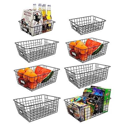 6 Pack [ Extra Large ] Wire Storage Baskets for Organizing with Lables,  Pantry Organization Bins Cabinets - Metal Basket Kitchen, Laundry, Garage