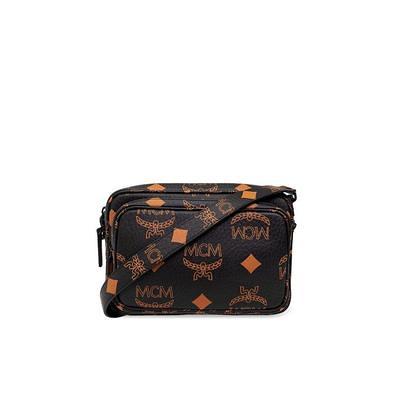 Mcm Aren Camera Bag in Maxi Monogram Leather Black Leather