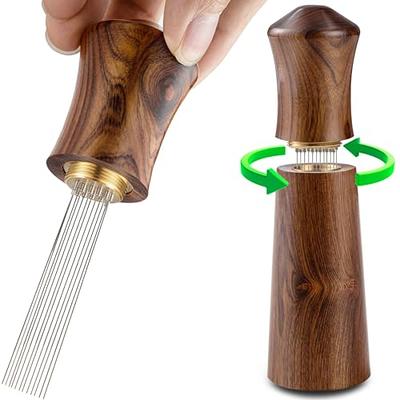 Coffee Distributor Needle Natural Wooden Handle Stainless Steel
