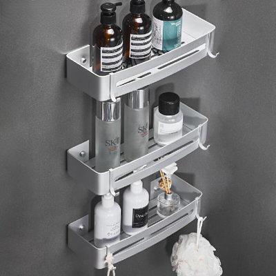 NEWRAIN Shower Rack, Wood Shower Shelves with Towel Holders for