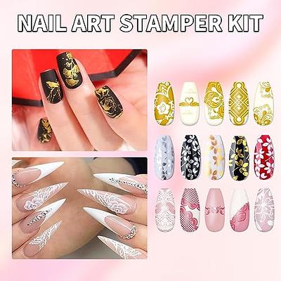 Colorful Transparent Nail Stamper with Scraper Jelly Silicone Stamp for  French Nails Manicuring Kits Nail Art Stamping Tool