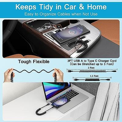 Android Auto USB TypeC Cable Car,Retractable Car Coiled Cord Cable Fast  Charging