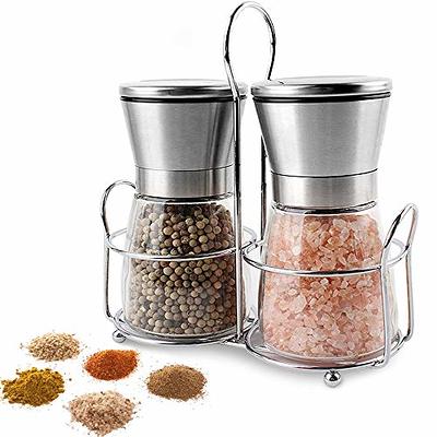 [9 Oz Container] FORLIM Gravity Electric Salt and Pepper Grinder Set (2  Mills), Battery Operated Automatic Pepper Shakers, Adjustable Coarseness,  LED