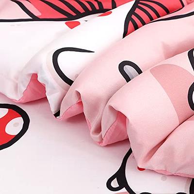 Hello Kitty Red And White Plaid Background Bedding Set Twin