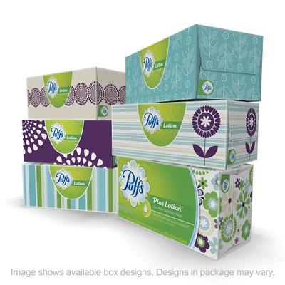 Puffs Plus Lotion Facial Tissues, 1 Family Box, 124 Tissues per Box