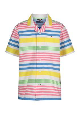 Tommy Hilfiger Boys 8-20 Pop Prep Stripe Camp Polo Shirt, White, M 12-14 -  Yahoo Shopping