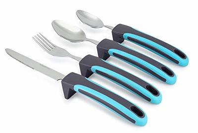 Weighted 7 oz Eating Utensils by Celley, 4pc Stainless Steel Knife Fork  Spoon Set for Tremors and Parkinsons Patients