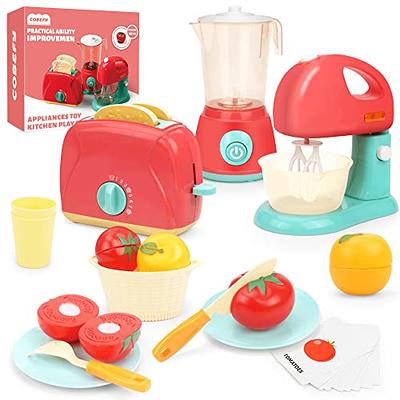 Kids Pretend Playset Blender Toy Kitchen Appliance Childrens Action-Fun Set  for Toddler Ages 3+ Real Lights & Sound