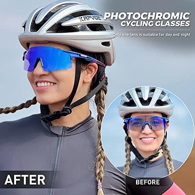 KAPVOE Photochromic Cycling Glasses Sports Sunglasses Clear UV400 Protection Women Men Bike Goggles Running MTB BMX