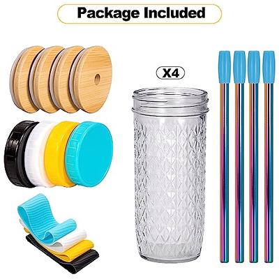 6 Pack Glass Tumbler with Lid and Straw, 24 oz Reusable Boba Smoothie Cups  Iced Coffee Mason Jar Dri…See more 6 Pack Glass Tumbler with Lid and Straw