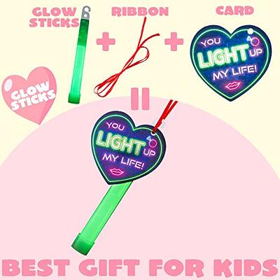 JOYIN 12 Packs 5.9 Inch Glow Sticks With Valentine'S Day Gifts Cards,  Waterproof Ultra Bright Large Glow Sticks With 12 Hour Duration, Camping,  Hiking,Blackout Glow Stick Lights For Party Favors