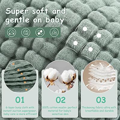 Looxii 12 Pack Baby Burp Cloths 100% Cotton Muslin Burp Cloths 20x10” Soft  Absorbent Bamboo Baby Washcloths 12“x12” - Yahoo Shopping