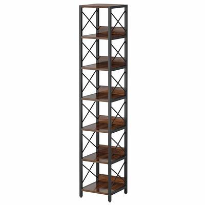 TRIBESIGNS WAY TO ORIGIN Jannelly 70.8 in. Rustic Brown Wood and Black Metal  Frame 6 tier Radial Corner Shelves Bookcase Storage Rack Plant Stand -  Yahoo Shopping