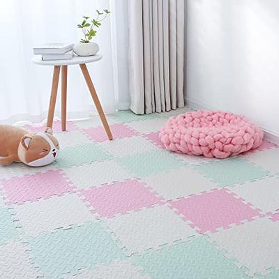 Tamiplay 16 Tiles Foam Play Mat, 0.4 Inch Thicked Interlocking Floor Mats  with Solid Colors, Squares Baby Play Mat, EVA Foam Puzzle Floor Mat Foam  Mats for Kids, Baby, Toddlers(White/Pink/Bean Green) 