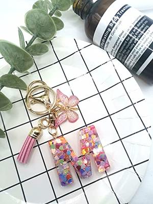 Keychains Accessories For Women Kids Cute Keychain Initial Letter Pink  Tassel Butterfly Car Key Chains