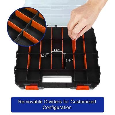 EMENTOL Double Side Tool Organizer with Impact Resistant Polymer and  Customizable Removable Plastic Dividers, Hardware Box Storage, Excellent  for