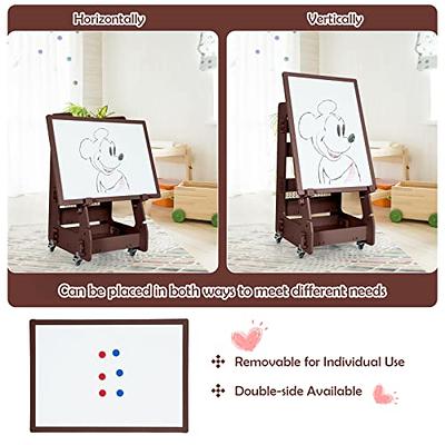 Rundad Kids Easel Including 100+ Accessories, Double Sided Wooden Easel for  Kids - Magnetic Chalkboard & Painting Board & 2 Paper Rolls, Art Easel for