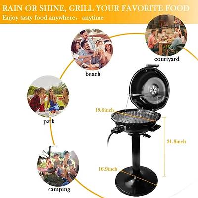 Techwood 1600W Indoor Outdoor Electric Grill, Electric BBQ Grill, Portable Removable Tabletop Grill, Black