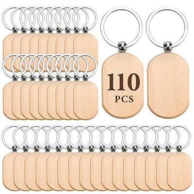 Auihiay 110 Pieces Wood Keychain Blanks, Wood Key Chain Bulk