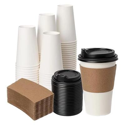 Disposable Coffee Cups with Lids 16 oz (50 Pack) - To Go Paper