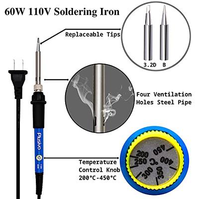 Soldering Iron Kit Electric 60W 110V Adjustable Temperature Soldering Gun  Welding Tools, 5pcs Replacement Tips and Solder Wire Tube (Basic)