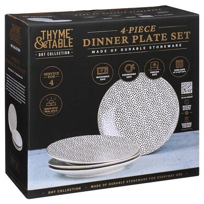 Thyme & Table Dinnerware Black and White Dot Dinner Plates, 4 pack - Yahoo  Shopping